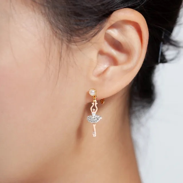 Les Nereides 芭蕾舞伶耳環 經典白鑽款 法國設計 優雅氣質-4