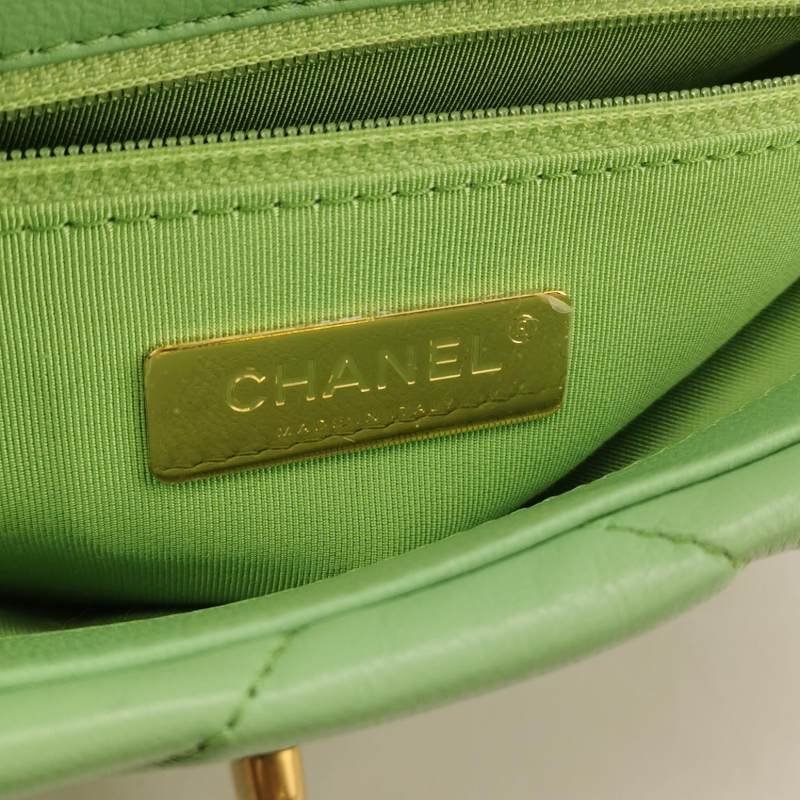 Chanel 19 Bag 小號 羊皮菱格絎縫穿皮雙C扣單肩包 9.8新-6