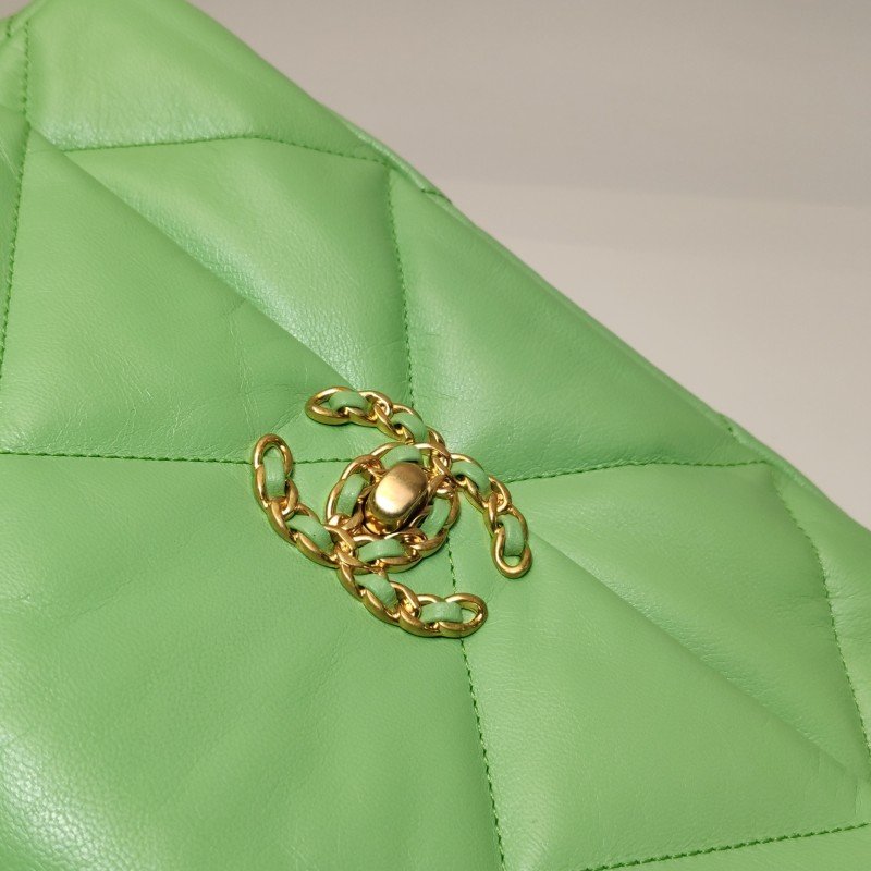 Chanel 19 Bag 小號 羊皮菱格絎縫穿皮雙C扣單肩包 9.8新-10