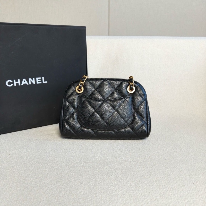 Chanel 黑金保齡球包小號 芯片款荔枝皮 20*15*6.5 9新 配件盒子塵袋 購證-7
