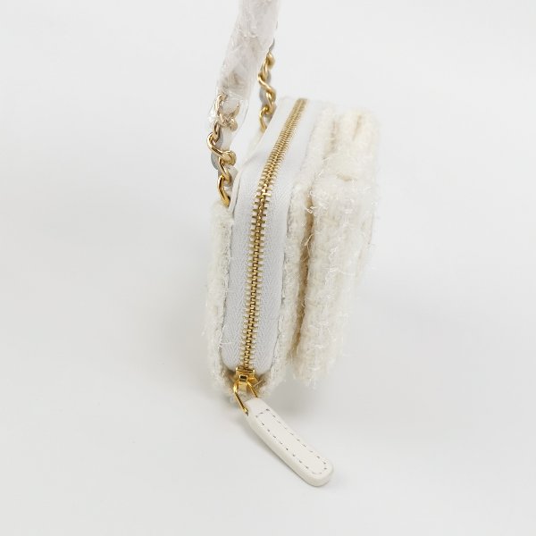 Chanel牛皮純色蝴蝶結雙C標誌單肩包 9.8新-2