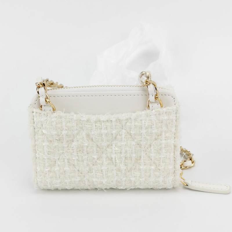 Chanel牛皮純色蝴蝶結雙C標誌單肩包 9.8新-3