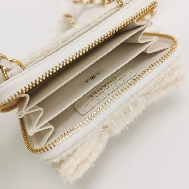 Chanel牛皮純色蝴蝶結雙C標誌單肩包 9.8新-5