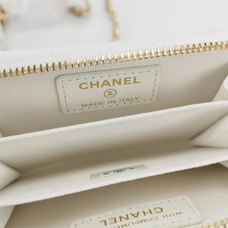 Chanel牛皮純色蝴蝶結雙C標誌單肩包 9.8新-6