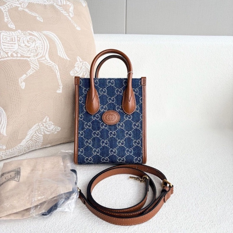 Gucci Retro丹寧琴譜包 15.5*19*6 95新 配件塵袋 可調節肩帶-2