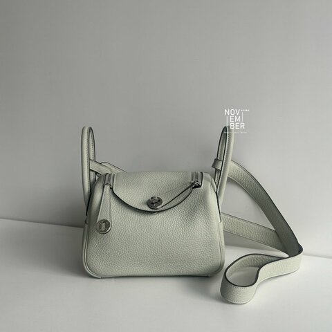 閒置新✨ Hermès 愛馬仕 Mini Lindy 冰晶灰銀釦二代