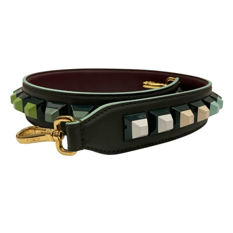 FENDI 芬迪 STRAP YOU 茆丁 皮革 肩背帶 綠色-0