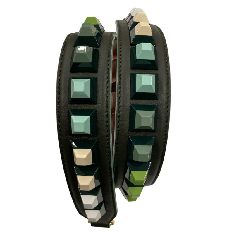 FENDI 芬迪 STRAP YOU 茆丁 皮革 肩背帶 綠色-3