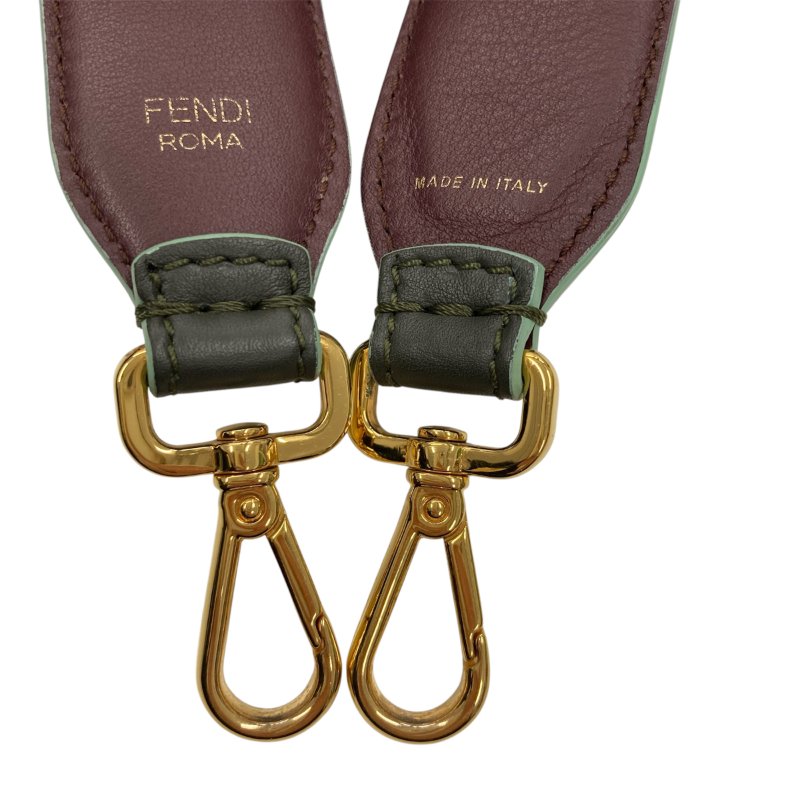 FENDI 芬迪 STRAP YOU 茆丁 皮革 肩背帶 綠色-5