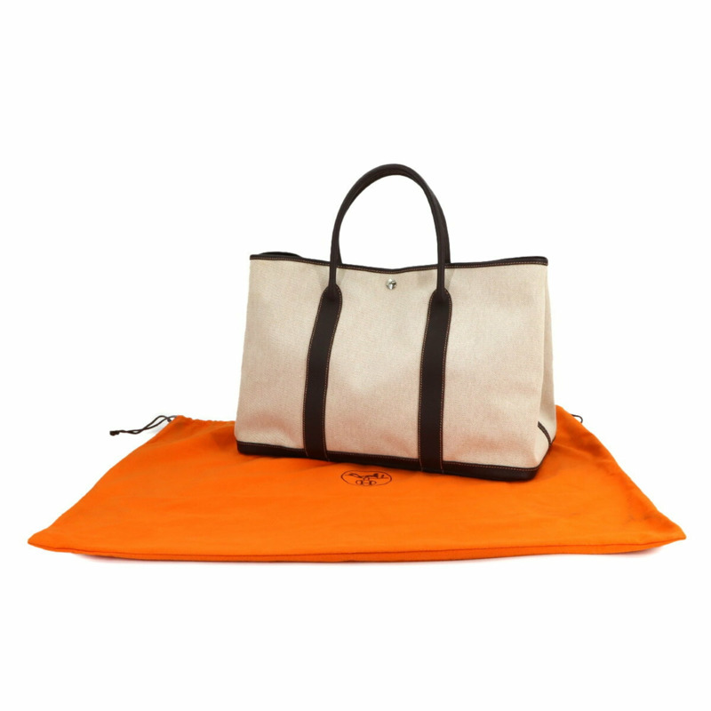 愛馬仕 Garden 43 GM 手提包，Toile H Negonda Natural Marron 帆布，□H 印記，銀色五金，派對-0