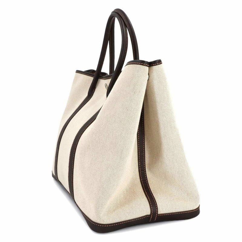 愛馬仕 Garden 43 GM 手提包，Toile H Negonda Natural Marron 帆布，□H 印記，銀色五金，派對-2