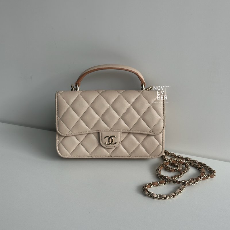 99新🆕 Chanel 香奈兒 手柄WOC 奶茶色金釦-0