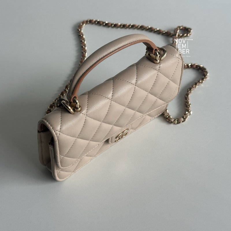 99新🆕 Chanel 香奈兒 手柄WOC 奶茶色金釦-1