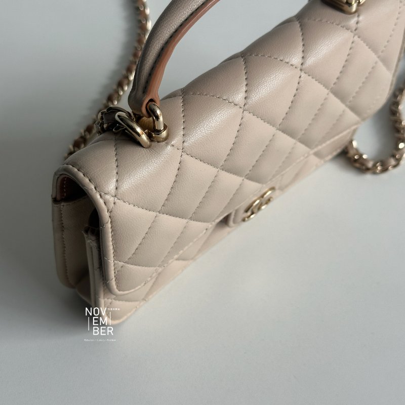 99新🆕 Chanel 香奈兒 手柄WOC 奶茶色金釦-2