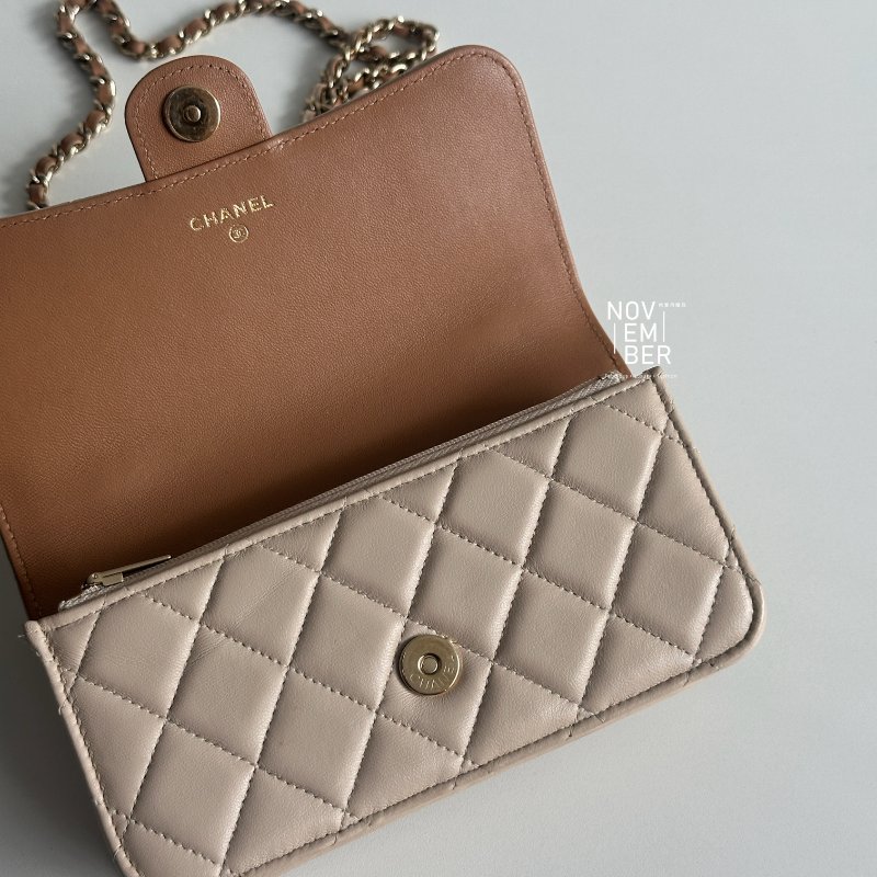 99新🆕 Chanel 香奈兒 手柄WOC 奶茶色金釦-3