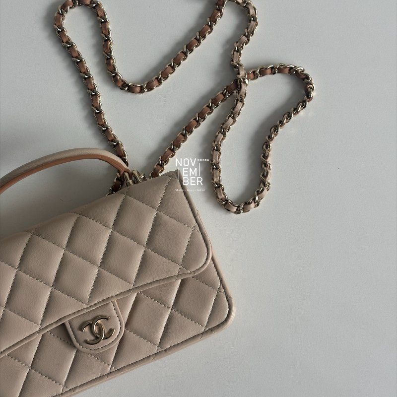 99新🆕 Chanel 香奈兒 手柄WOC 奶茶色金釦-5
