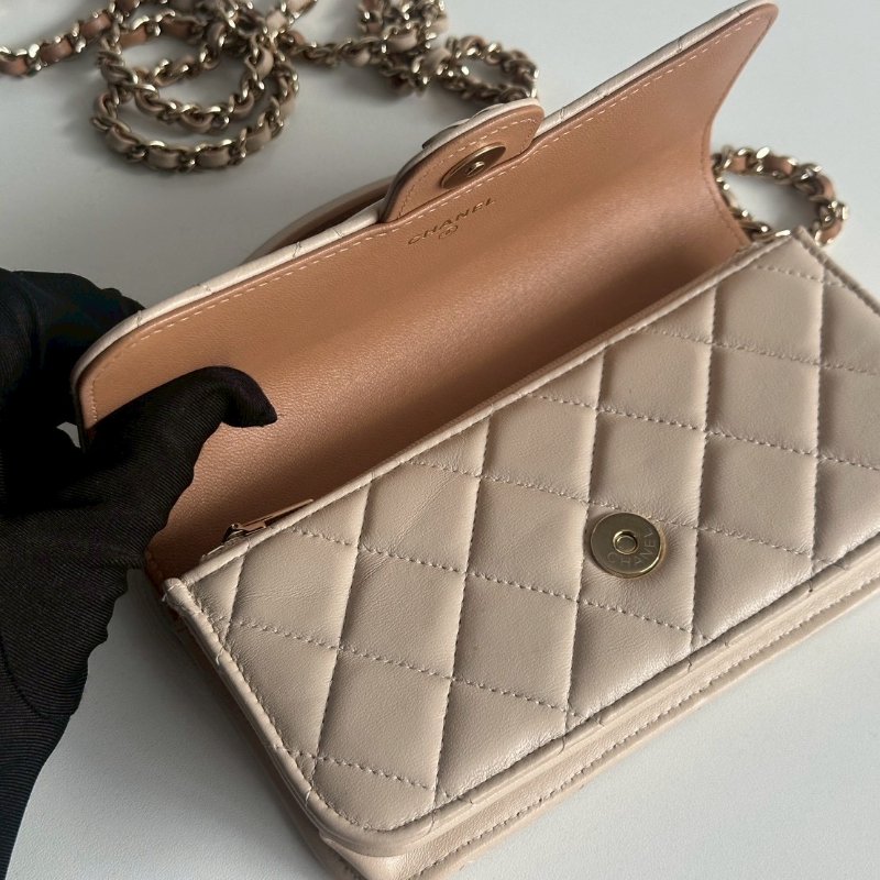 99新🆕 Chanel 香奈兒 手柄WOC 奶茶色金釦-7