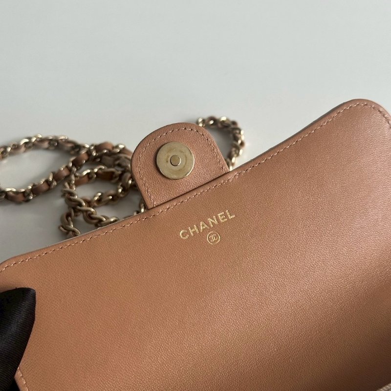 99新🆕 Chanel 香奈兒 手柄WOC 奶茶色金釦-9
