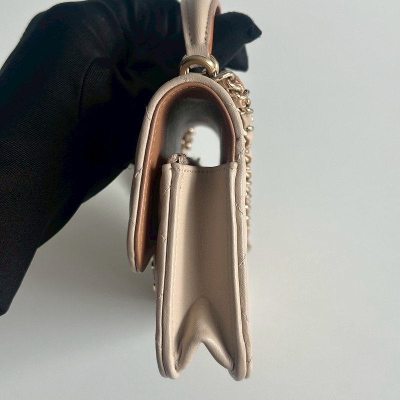 99新🆕 Chanel 香奈兒 手柄WOC 奶茶色金釦-12