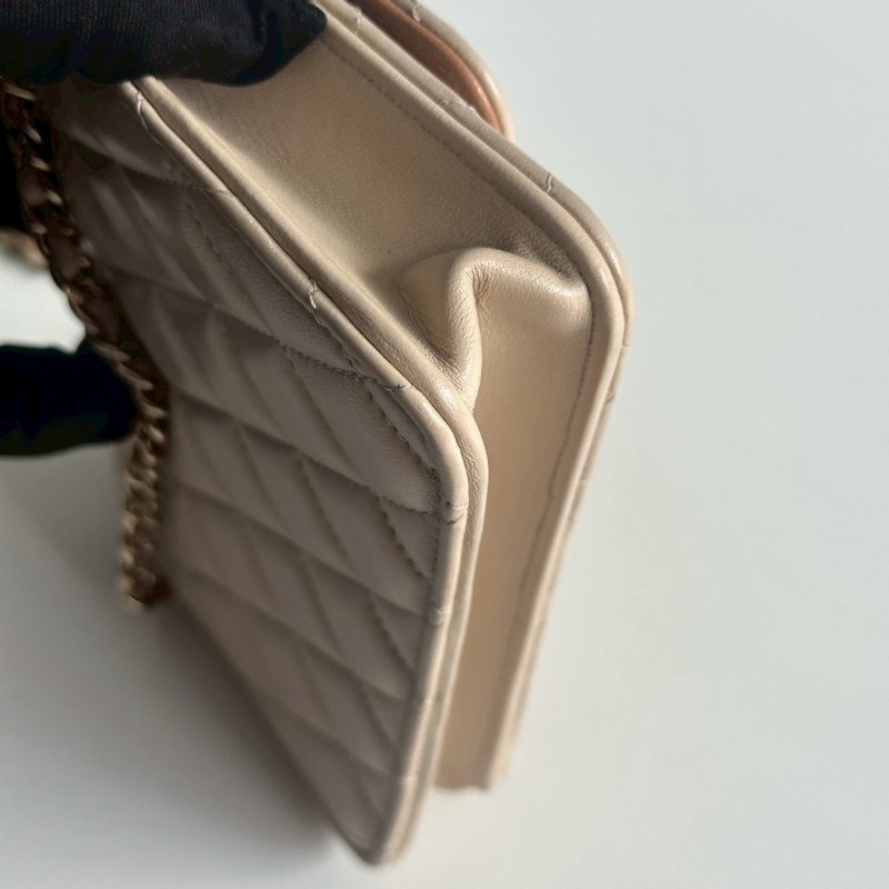 99新🆕 Chanel 香奈兒 手柄WOC 奶茶色金釦-13