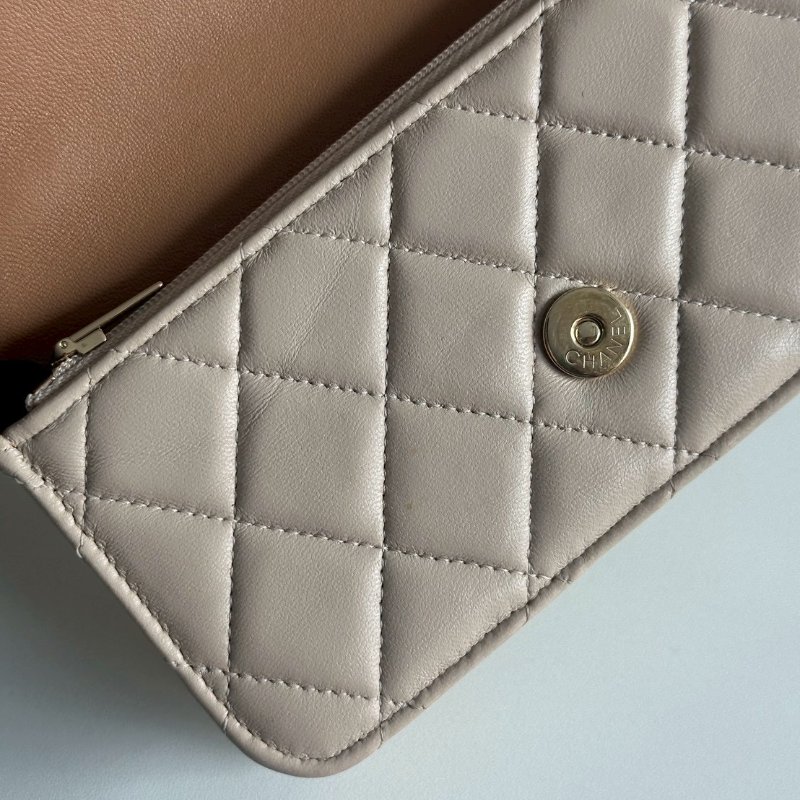 99新🆕 Chanel 香奈兒 手柄WOC 奶茶色金釦-14