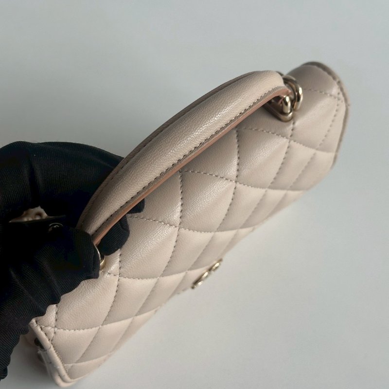 99新🆕 Chanel 香奈兒 手柄WOC 奶茶色金釦-15