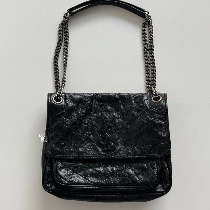 99新🆕 Saint Laurent YSL 聖羅蘭 Niki 中號 黑色銀鏈-4