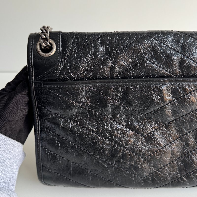 99新🆕 Saint Laurent YSL 聖羅蘭 Niki 中號 黑色銀鏈-7