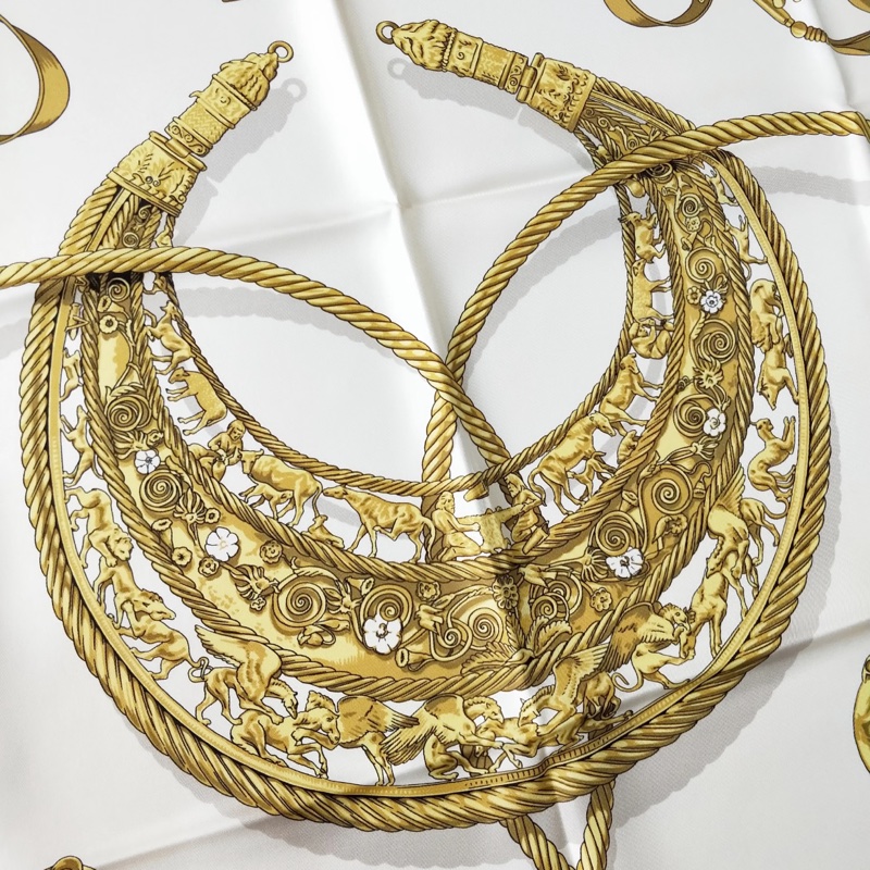 愛馬仕Vintage 黃金騎士絲巾-5