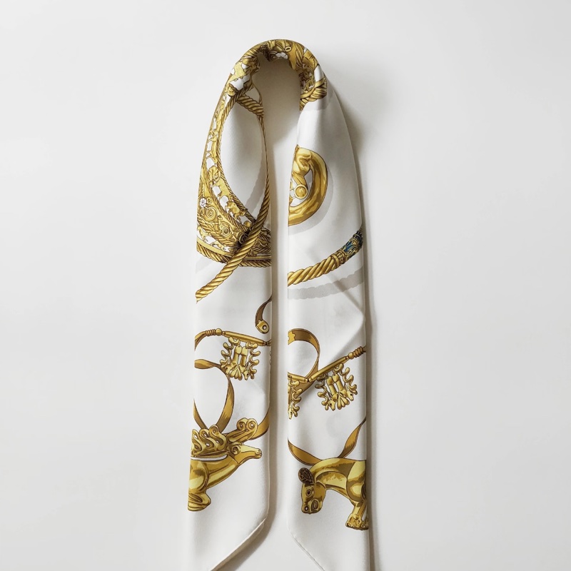 愛馬仕Vintage 黃金騎士絲巾-7
