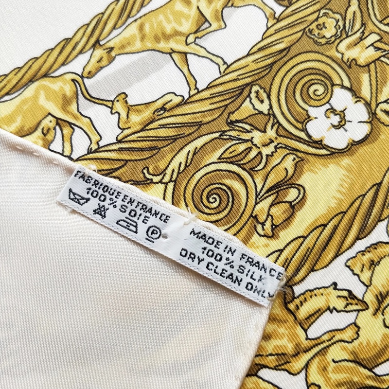 愛馬仕Vintage 黃金騎士絲巾-10