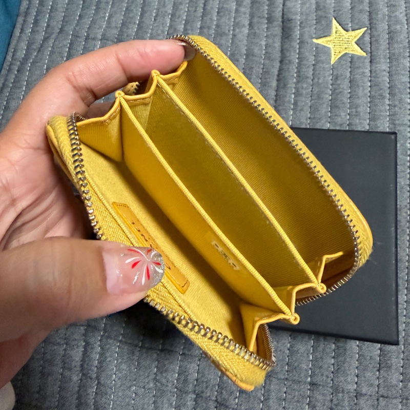 CHANEL 經典款 拉鍊零錢包/卡包 招財黃-5