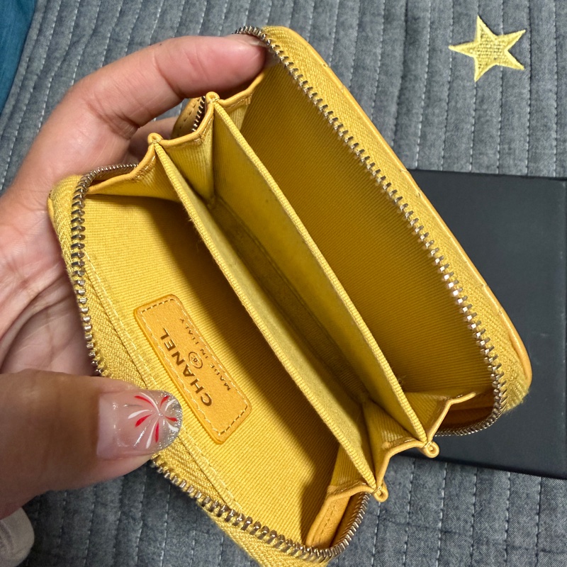CHANEL 經典款 拉鍊零錢包/卡包 招財黃-6