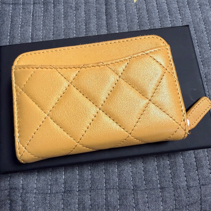 CHANEL 經典款 拉鍊零錢包/卡包 招財黃-7