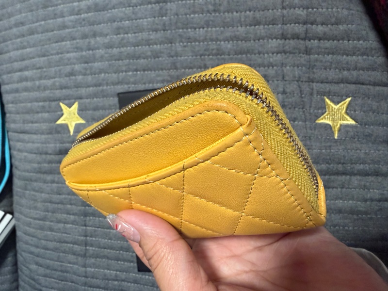 CHANEL 經典款 拉鍊零錢包/卡包 招財黃-9