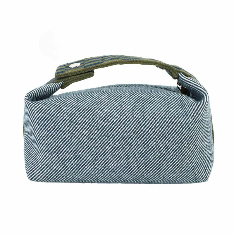 愛馬仕 Bride a Brac PM 手提包,羊毛斜紋布,深藍色,銀色五金-0