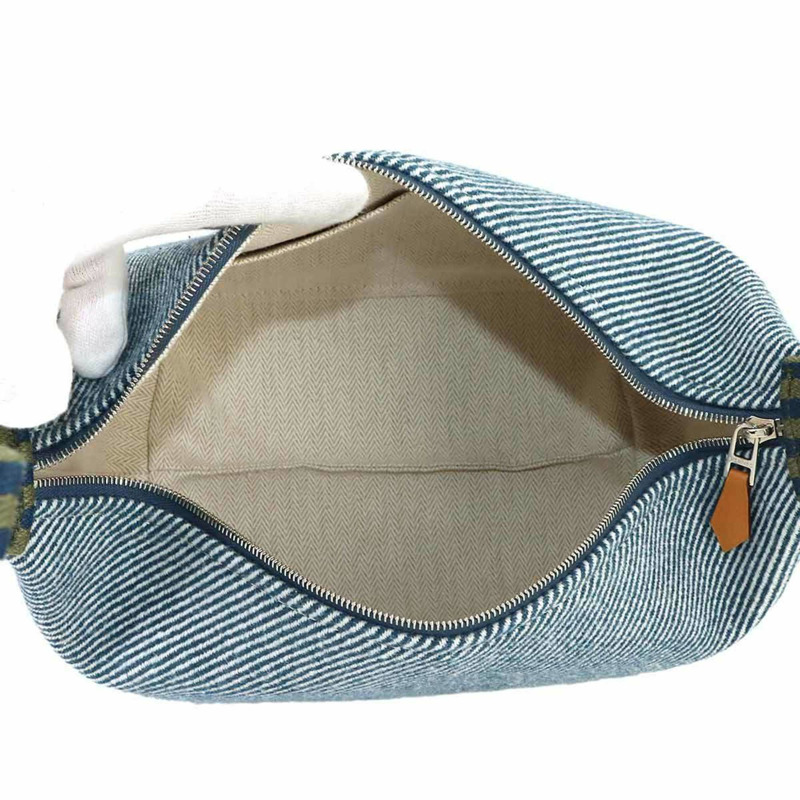 愛馬仕 Bride a Brac PM 手提包,羊毛斜紋布,深藍色,銀色五金-4