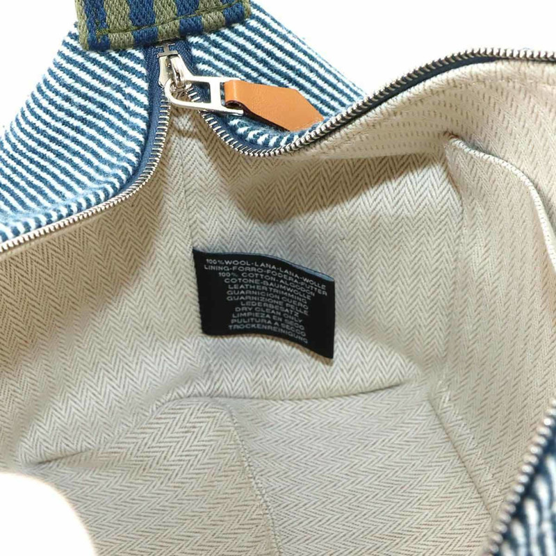 愛馬仕 Bride a Brac PM 手提包,羊毛斜紋布,深藍色,銀色五金-6