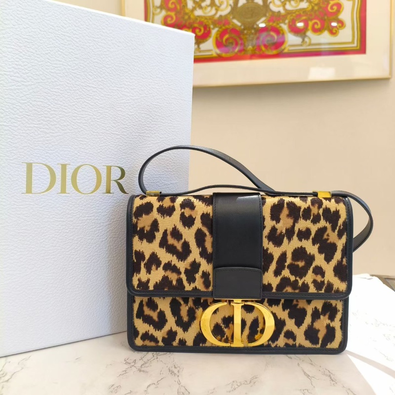 Dior 30 MONTAIGNE     盒子包 米色馬毛牛皮革 Mizza圖案 豹紋 24*8*17 99新配件塵袋-1