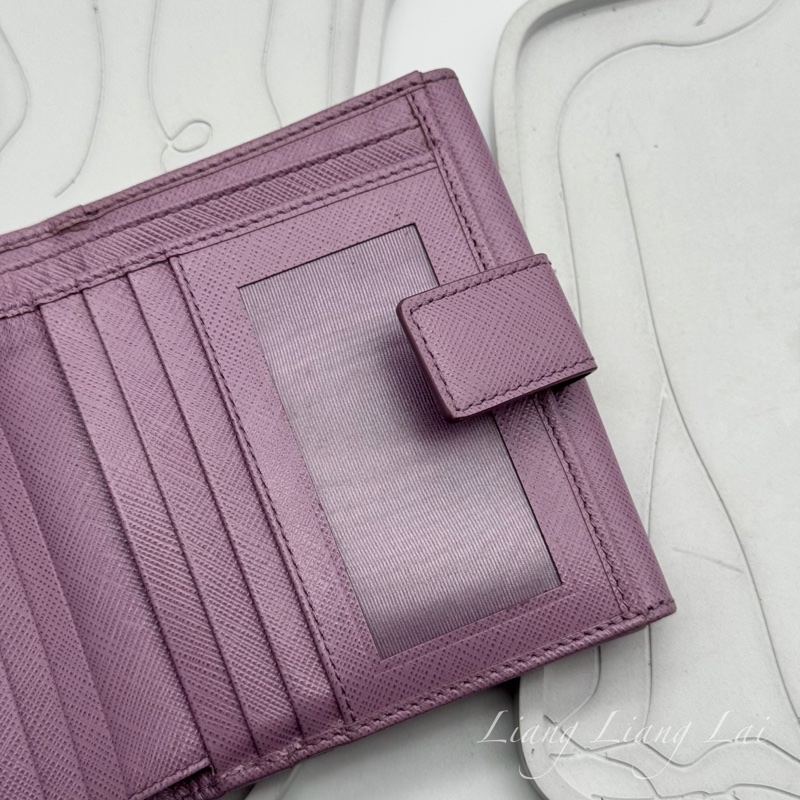 Salvatore Ferragamo Gancini 扣式粉紫色短夾-7