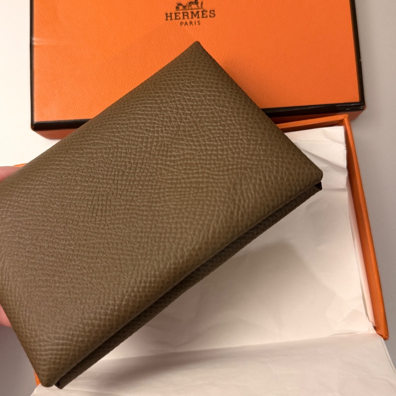 Hermes Calvi 愛馬仕卡夾 大象灰(拍照燈光會有一些色差)-11