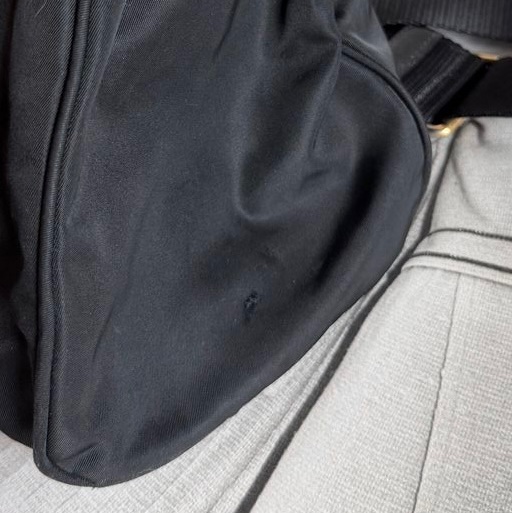 普拉達 包 尼龍斜挎包 包包 黑色 黑色 黑銀 皮革包 二手古董包 古董 中古二手prada Re-Nylon black crossbody bag-33