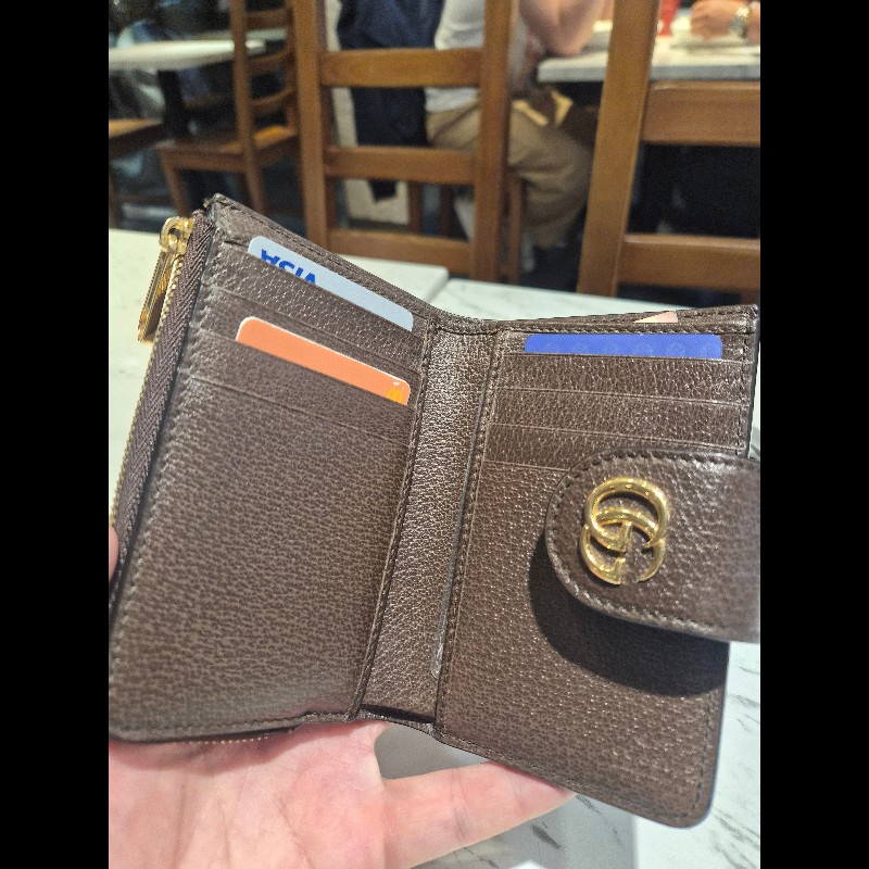 Gucci ophidia綠紅織帶扣式拉鍊中夾-3