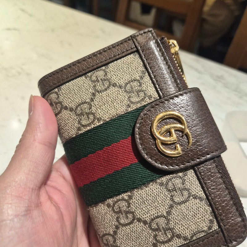 Gucci ophidia綠紅織帶扣式拉鍊中夾-9