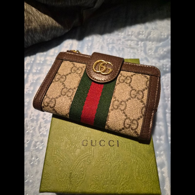 Gucci ophidia綠紅織帶扣式拉鍊中夾-15
