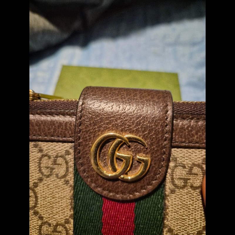 Gucci ophidia綠紅織帶扣式拉鍊中夾-16