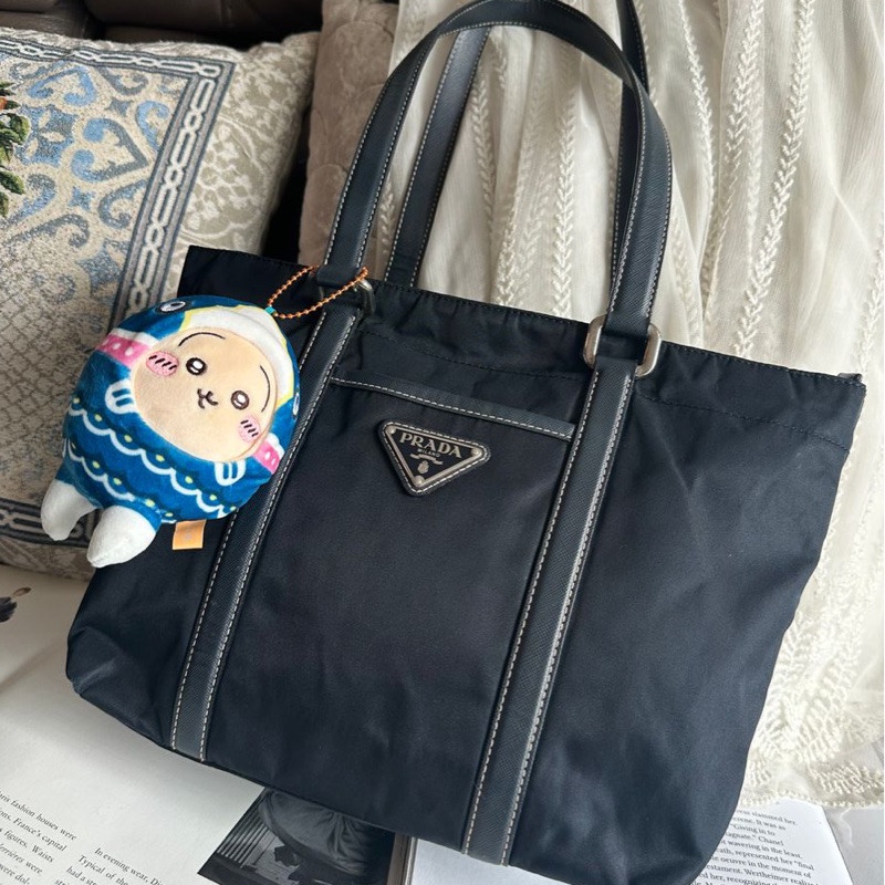 普拉達包 尼龍 海軍藍 托特包 包包 皮革包 二手 古董包 古董 中古包 二手 prada Re-Nylon navy shoulder bag-0