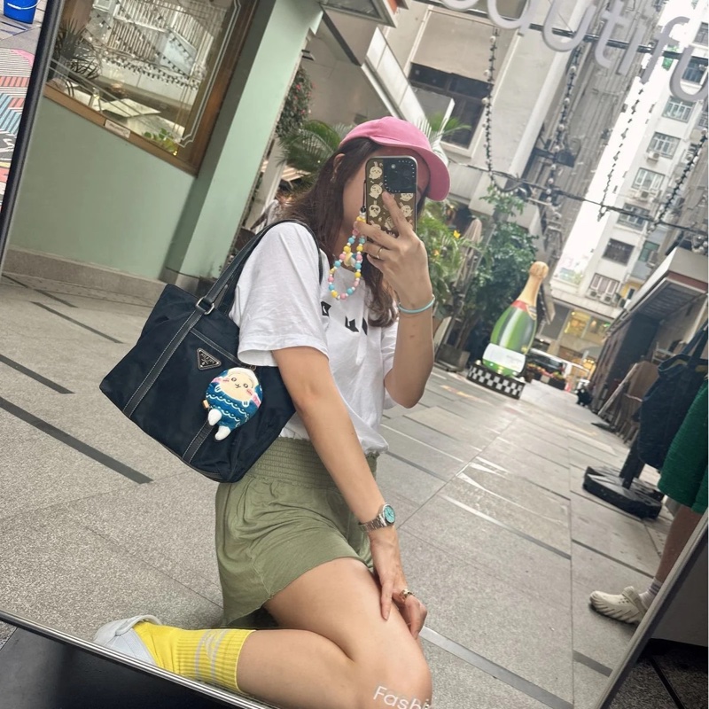 普拉達包 尼龍 海軍藍 托特包 包包 皮革包 二手 古董包 古董 中古包 二手 prada Re-Nylon navy shoulder bag-2