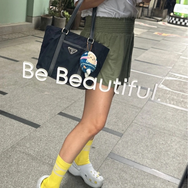 普拉達包 尼龍 海軍藍 托特包 包包 皮革包 二手 古董包 古董 中古包 二手 prada Re-Nylon navy shoulder bag-7