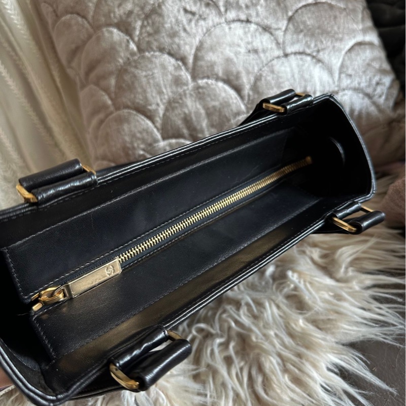 香奈兒包 黑色包 冰格金扣 托特包包 黑色皮革 托特包 包包 皮革包 二手 古董包 古董 中古包 二手 vintage chanel black chocolate bar shoulder bag-20